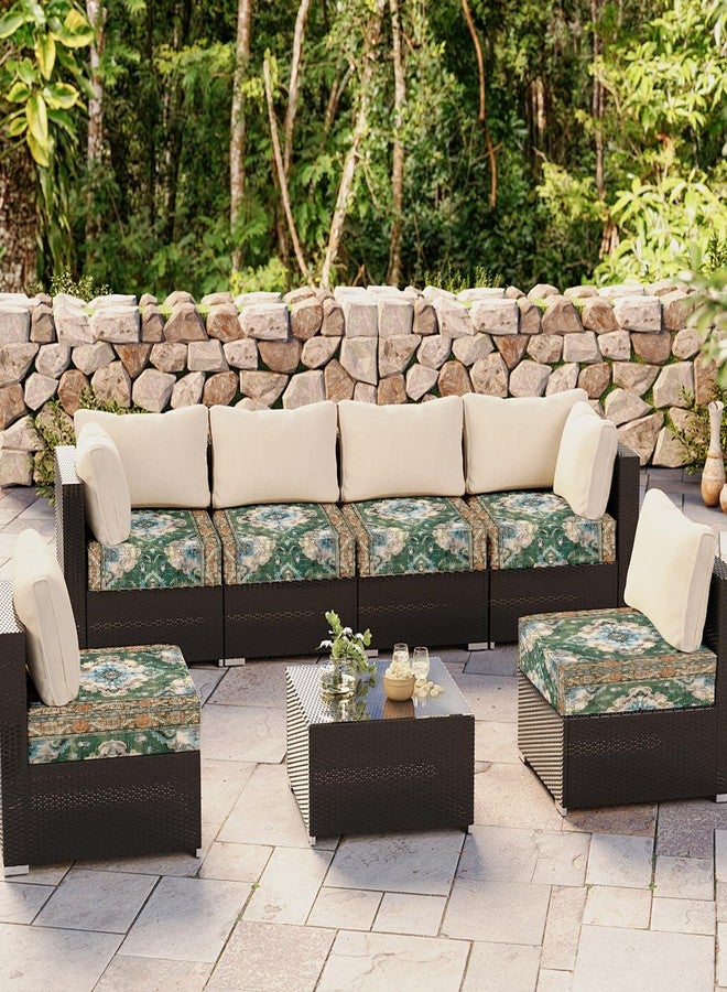 ZSYTZL 3PCS Printed Couch Cushion Covers,Washable Boho Decor Printed Elastic Sofa Cover,Indoor Outdoor Sofa Slipcovers -Green - Image 3